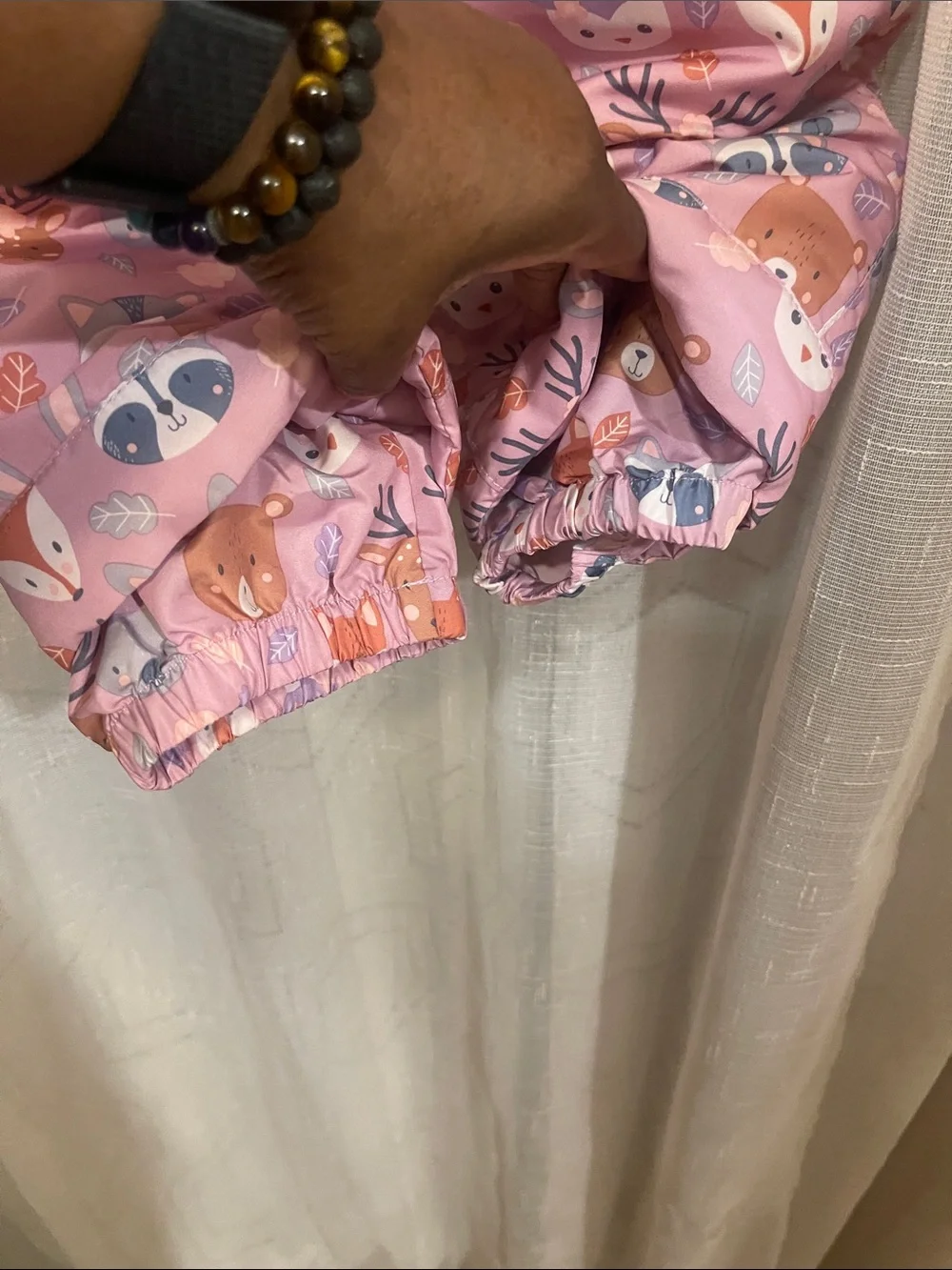 The Children's Place Pink Woodland Animal Print Kids Jacket Velcro Strap